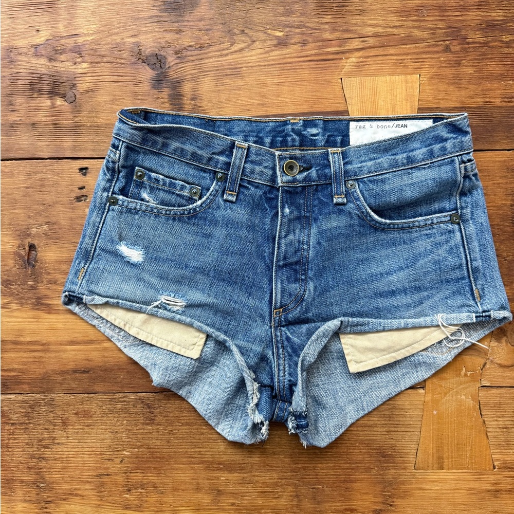 rag & bone Blue Jean Shorts Distressed Vintage Style